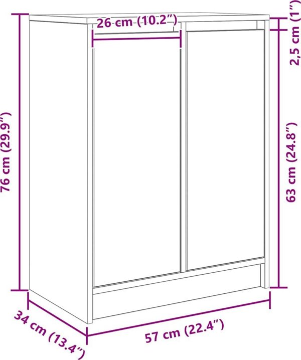 vidaXL Λευκή Συρταριέρα 57x34x76 cm από Κολλητό Ξύλο