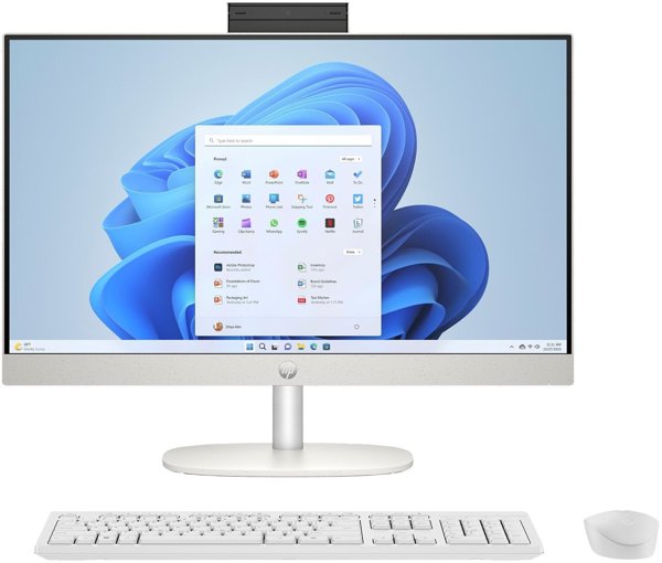 Komputer HP Hewlett-Packard HP AIO 24-cr0144nw Ryzen 3 7320U 23.8"FHD IPS 250nits AG 8GB LPDDR5 SSD512 Radeon 610M Cam720p kB+Mouse Win11 Shell White 2Y