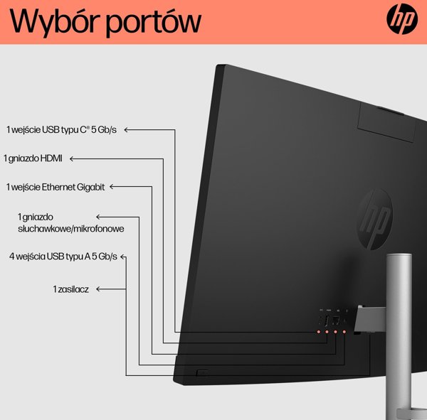 Komputer HP Hewlett-Packard HP AIO 24-cr0144nw Ryzen 3 7320U 23.8"FHD IPS 250nits AG 8GB LPDDR5 SSD512 Radeon 610M Cam720p kB+Mouse Win11 Shell White 2Y