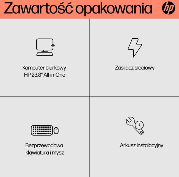 Komputer HP Hewlett-Packard HP AIO 24-cr0144nw Ryzen 3 7320U 23.8"FHD IPS 250nits AG 8GB LPDDR5 SSD512 Radeon 610M Cam720p kB+Mouse Win11 Shell White 2Y