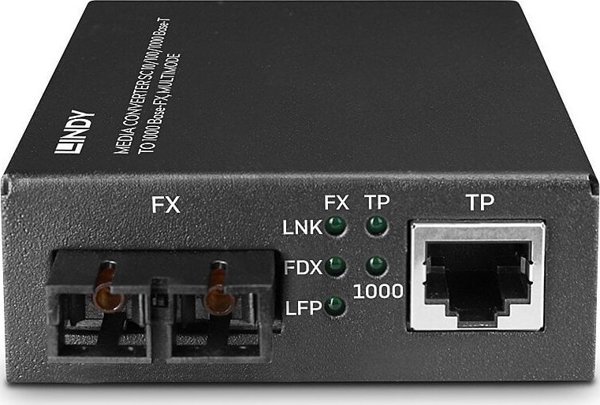 Μετατροπέας οπτικών ινών Lindy Lindy 25119 μετατροπέας δικτύου 850 nm Πολυλειτουργικός Μαύρος
