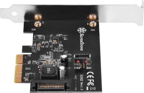 SilverStone Κάρτα Επέκτασης USB 3.2 Gen 2, PCIe Gen 3.0 x2, με Εσωτερική Υποδοχή 20-pin Key-A
