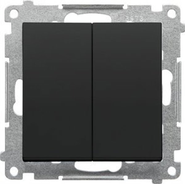 Kontakt-Simon Σταυρωτός διακόπτης Kontakt-Simon 55 TW7/2.01/X/149 διπλός χωρίς εικονίδιο, μονάδα 10 AX, 250V~, γρήγορες συνδέσεις, μαύρο ματ