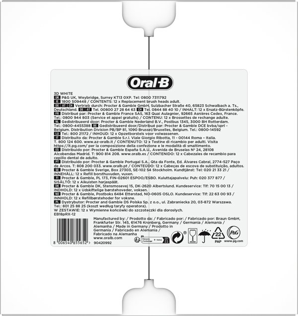 Oral-B Aufsteckbürsten 3D White 12 τεμάχια