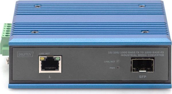 Μετατροπέας οπτικών ινών Digitus Digitus DN-652103-1 μετατροπέας δικτύου 1000 Mbit/s Πολυλειτουργικός, Μονός Μαύρος, Μπλε