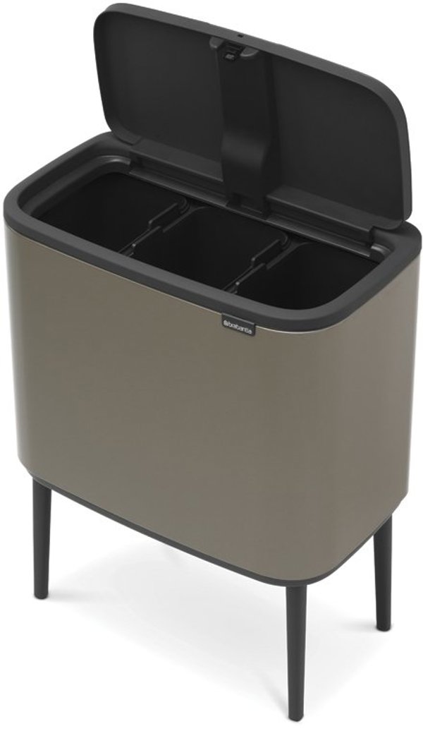 Brabantia Touch Bin Bo Κάδος Απορριμμάτων με 3 Διαμερίσματα 33L (3x11L), Πλατινένιος (316043)