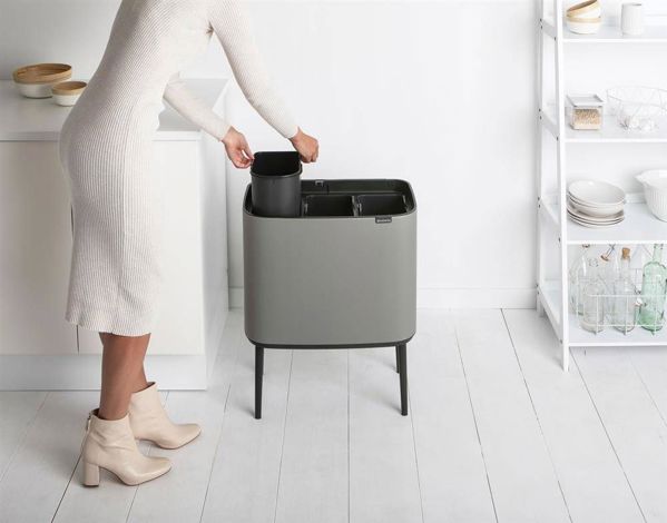 Κάδος Απορριμμάτων Brabantia Bo Touch Bin με 3 Διαμερίσματα για Διαλογή, 3x11L, Γκρι (127229)