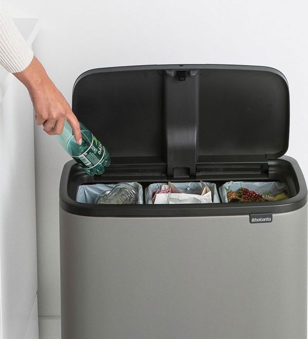 Κάδος Απορριμμάτων Brabantia Bo Touch Bin με 3 Διαμερίσματα για Διαλογή, 3x11L, Γκρι (127229)