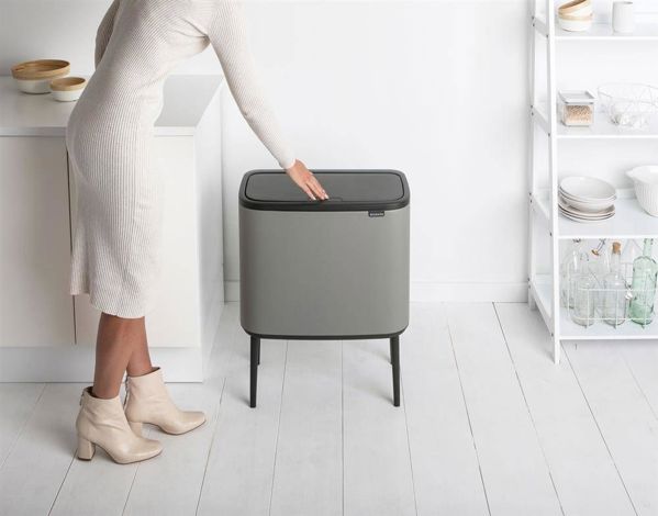 Κάδος Απορριμμάτων Brabantia Bo Touch Bin με 3 Διαμερίσματα για Διαλογή, 3x11L, Γκρι (127229)