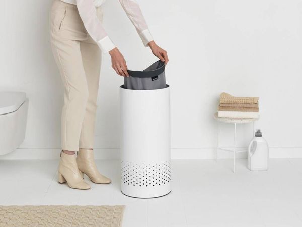 Brabantia Καλάθι Ρούχων με Κάλυμμα, Στρογγυλό, 35L, Λευκό (304866)