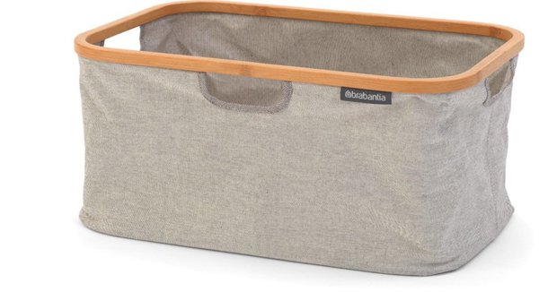 Brabantia Καλάθι Απλύτων Αναδιπλούμενο 40L, Γκρι, 54x36x26.5cm με Μπαμπού Στεφάνη