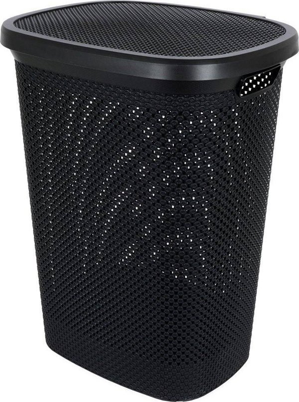 Bathroom Solutions Καλάθι Για Άπλυτα Με Καπάκι, 60 Λίτρα, Μαύρο