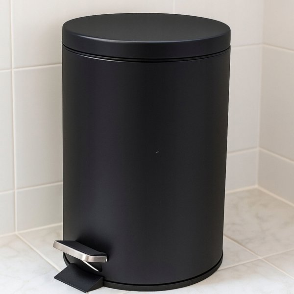 Bathroom Solutions Κάδος Απορριμμάτων Noni Μεταλλικός με Καπάκι, 5lt, Ασημί