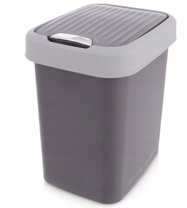 Amer Box Κάδος Απορριμμάτων Orion 12L με Ανακλινόμενο Καπάκι, Γκρι Πλαστικό
