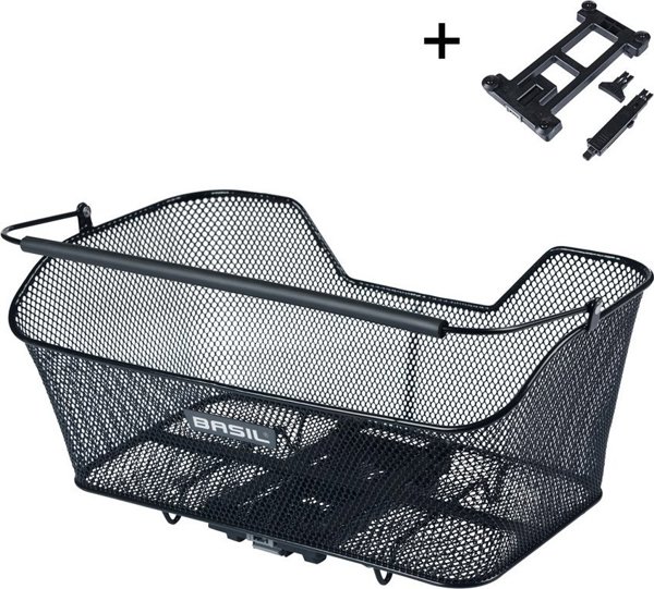 Καλάθι για σχάρα BASIL BASE XL REAR BASKET, MIK με αντάπτορα για τοποθέτηση, Ατσάλινο, Μαύρο (Eco Bottom) (NEW 2025)