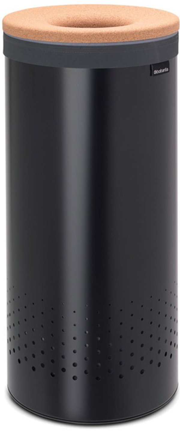 Brabantia Καλάθι Πλυντηρίου 35L, Μαύρο Ματ Ατσάλι με Καπάκι Φελλό