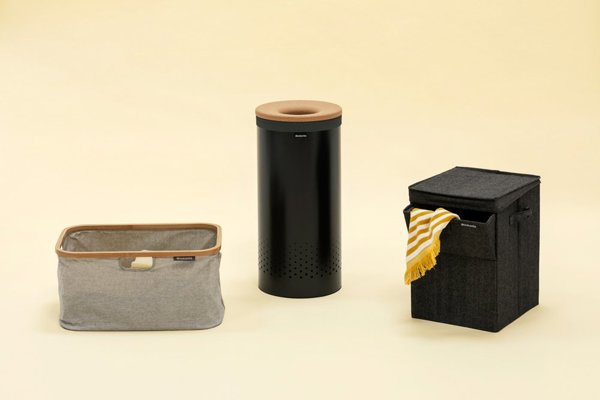 Brabantia Καλάθι Πλυντηρίου 35L, Μαύρο Ματ Ατσάλι με Καπάκι Φελλό