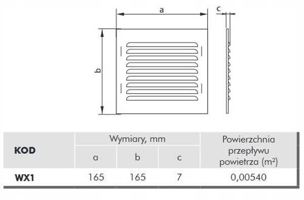 Μεταλλική σχάρα με δίχτυ 165x165mm χρώμιο WX1CHR