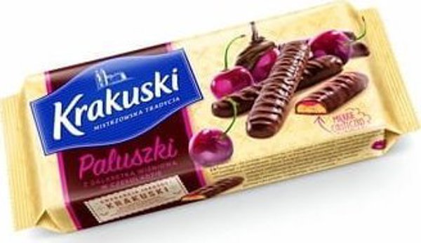Krakuski Paluszki z galaretka wisniowa w czekoladzie 144g