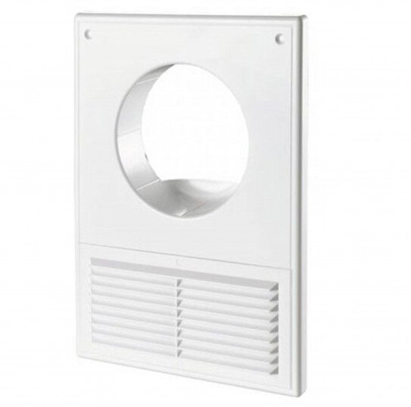 Kratka wentylacyjna z siatka 250x180mm i wejsciem okraglym fi 100mm biala MW100AKU