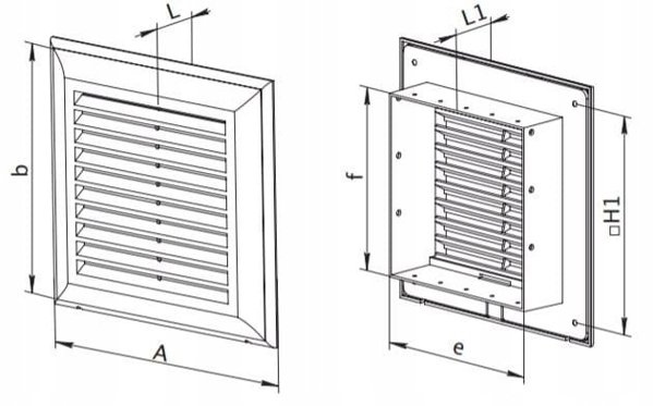 Κουτί εξαερισμού 180x250mm με σίτα και ορθογώνιο φάτνωμα 138x208mm λευκό EL250A