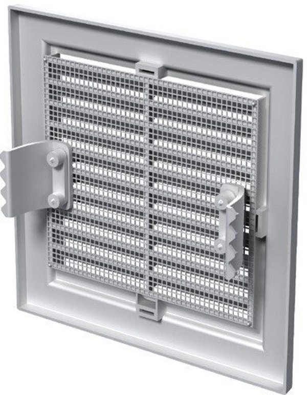 Kratka wentylacyjna MWR 175X175mm z siatka i uchwytami mocujacymi szary MWR175X175GR