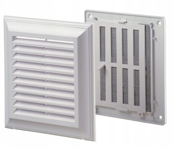 Kratka wentylacyjna regulowana 180x250mm z siatka bez kolnierza biala EL250AUR
