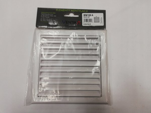 Kratka wentylacyjna 154x154 mm z siatka biala MW100A