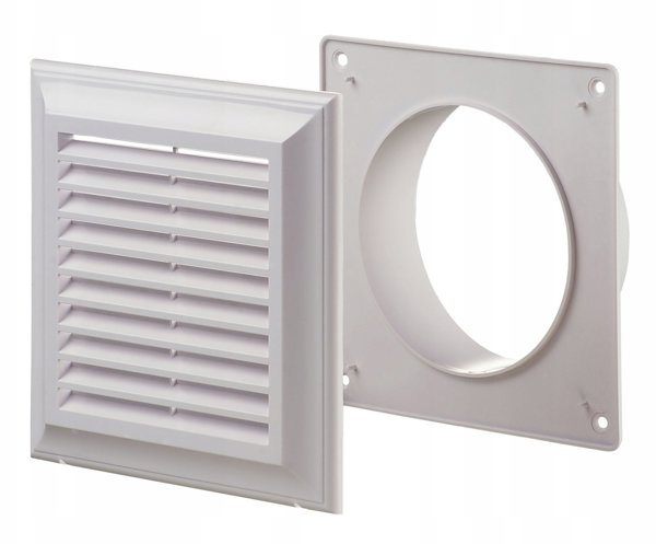Κιτ αερισμού 140x140mm με δίχτυ και στρογγυλό κολάρο 100mm λευκό EL140AK