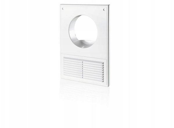 Kratka wentylacyjna z siatka 250x180mm i wejsciem okraglym fi 125mm biala MW125AKU
