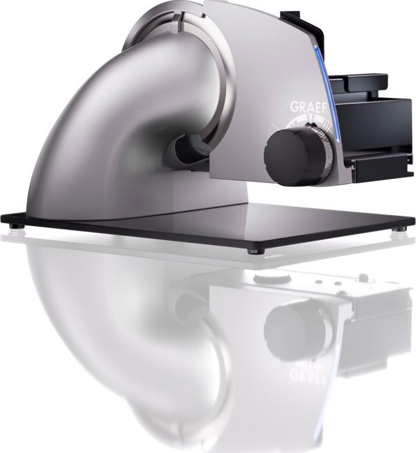 Graef S72010 Κοπτική Μηχανή Τροφίμων, Μεταλλικός Σχεδιασμός, Γυάλινη Βάση, Ρυθμιζόμενο Πάχος 0-20mm, Ασημί