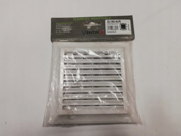 Ρυθμιζόμενη γρίλια αερισμού 140x140mm με δίχτυ χωρίς στεφάνι, λευκή