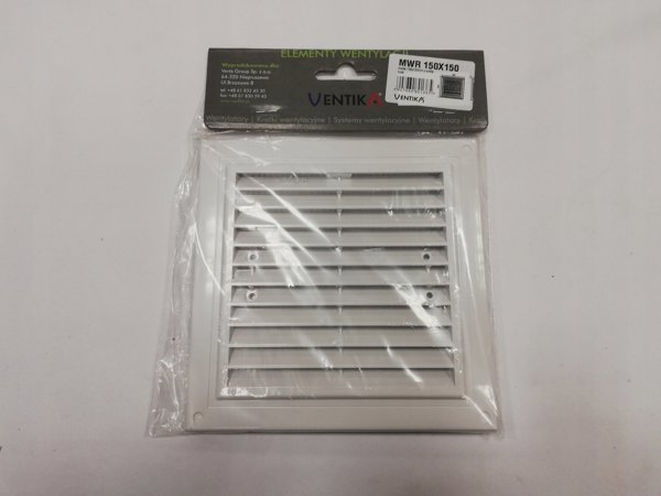 Kratka wentylacyjna MWR 150X150mm με δίχτυ και στηρίγματα στερέωσης λευκή MWR150X150