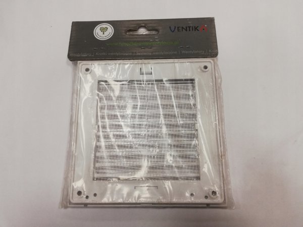 Kratka wentylacyjna 140x140mm z siatka bez kolnierza biala EL140AU