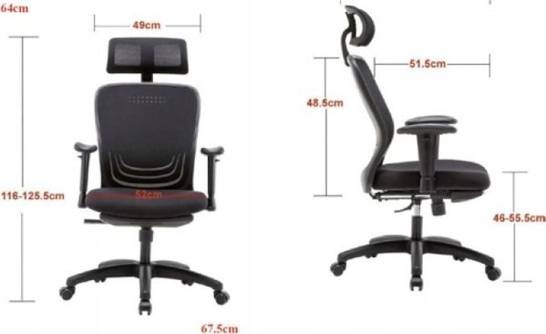 Office Products Καρέκλα Γραφείου Zakynthos, Ρυθμιζόμενα Υποβραχιόνια, Μαύρο Χρώμα