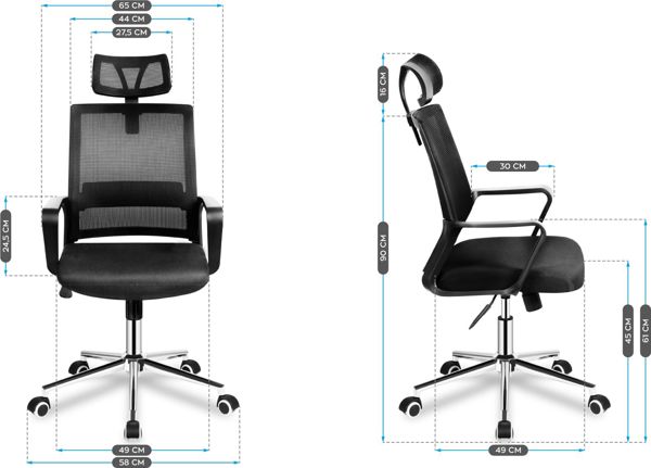 Huzaro Manager 2.1 Εργονομική Καρέκλα Γραφείου, Με Mesh Ύφασμα, Οσφυϊκή Υποστήριξη & Μηχανισμό TILT PLUS, Μαύρη