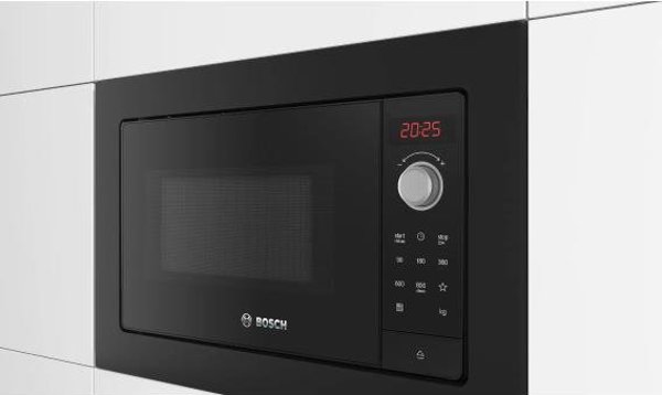 Εντοιχιζόμενο φούρνος μικροκυμάτων BOSCH Bosch Serie 2 BFL623MB3, 800 W, 5 επίπεδα ισχύος, LED οθόνη, μαύρο