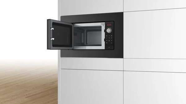 Εντοιχιζόμενο φούρνος μικροκυμάτων BOSCH Bosch Serie 2 BFL623MB3, 800 W, 5 επίπεδα ισχύος, LED οθόνη, μαύρο