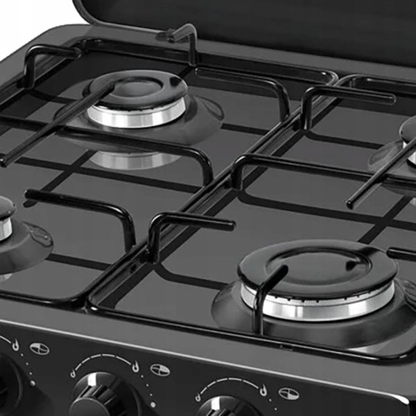 Κουζίνα Αερίου Stella STKGC-04 με 4 Εστίες, Μαύρη