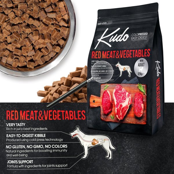 Kudo Κόκκινο Κρέας & Λαχανικά Mini Adult 12kg