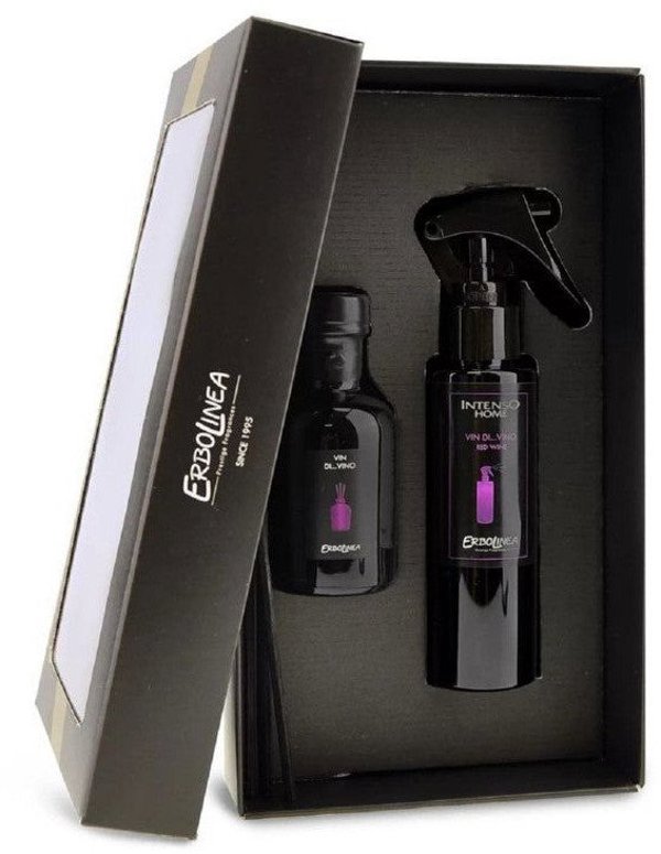 Kvapų namams rinkinys Erbolinea Prestige Vin Di Vino ERBGIFTPACK2, sudaro: purškiamas kvapas namams ir kvapas lazdelėmis, 100 ml ir 50 ml