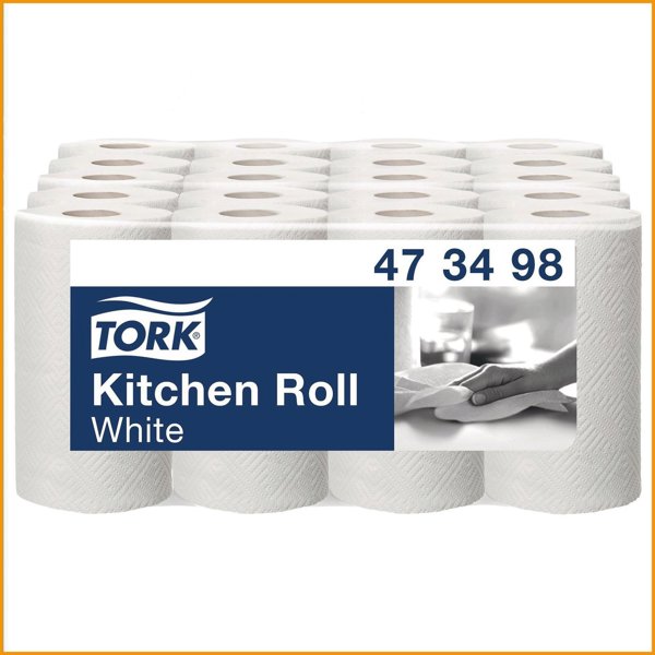 Køkkenrulle Tork Plus 2-lag 20.4 m Hvid,5 pk x 4 Rl/krt