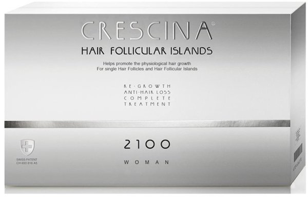 Labo, Crescina Follicular Islands 2100, For Growth Stimulation, Ampoules Treatment Serum, For Scalp, For Women, 10 +10 pcs For Women