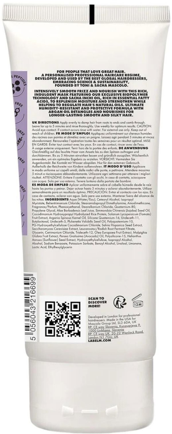 Label m Label.M, Anti-Frizz, Hair Treatment Cream Mask, Smoothing, 200 ml For Women