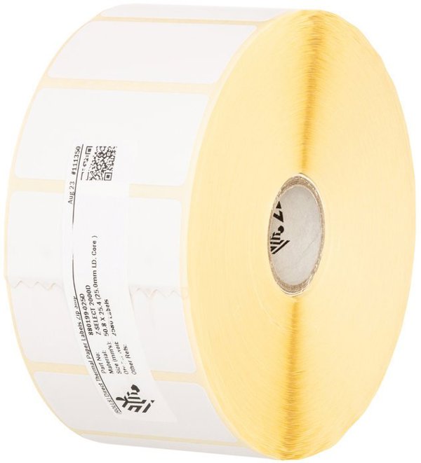 Label, Paper, 50.8x50.8mm| Direct Thermal, Z-Select 2000D, Coated, Permanent Adhesive, 19mm Core, Black Mark