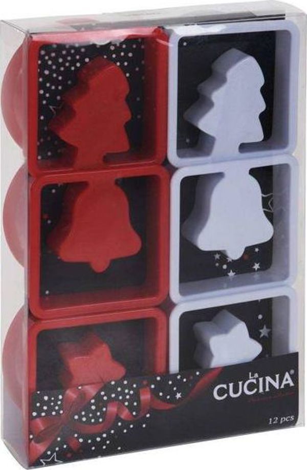 La Cucina Χριστουγεννιάτικα Κουπ Πατ Μπισκότων, Σετ 12 Τεμάχια, Ανοξείδωτες Φόρμες Ζαχαροπλαστικής