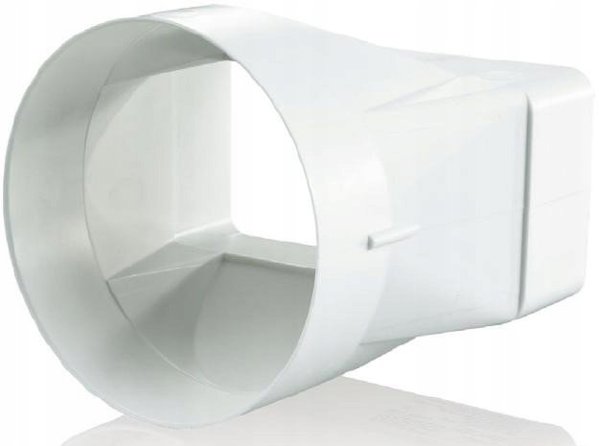 Lacznik kanalu plaskiego i okraglego 55x110 fi 100mm wspolosciowy bialy KP55-33