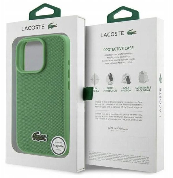 Lacoste Hard Cover Iconic Petit Pique Woven Logo MagSafe Green, for iPhone 16 Pro Max, LCHMP16LPVCN