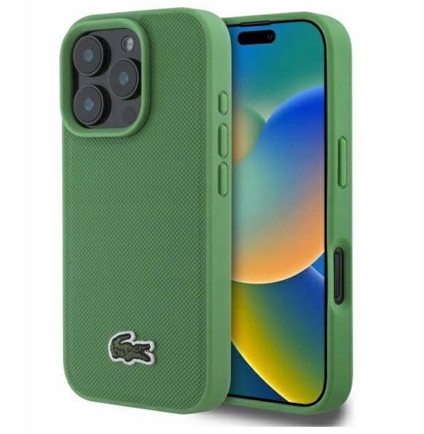 Lacoste Hard Cover Iconic Petit Pique Woven Logo MagSafe Green, for iPhone 16 Pro Max, LCHMP16LPVCN