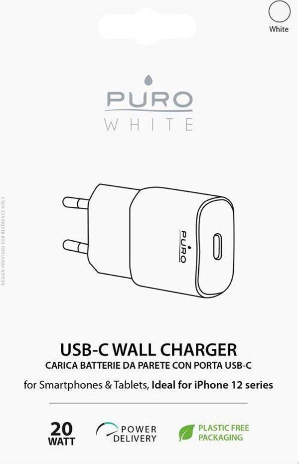 Puro Mini Fast Travel Charger, Φορτιστής USB-C 3A, White (PUR415WHT)